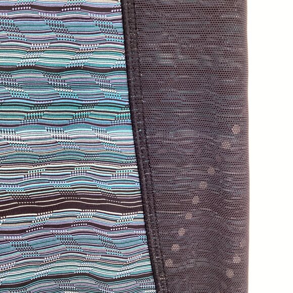 Lululemon Womens Stop At Nothing Crop Stripe Leggings Size 4 Blue‎ & Black Mesh - Picture 3 of 8
